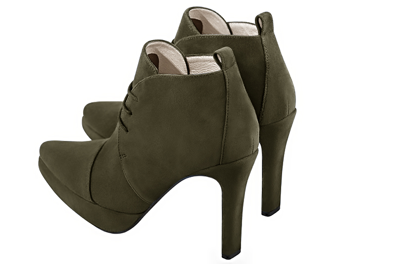 Boots habill es femme vert kaki Bottines lacets l avant Bout